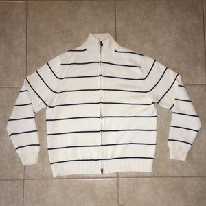 striped cardigan with double zipper